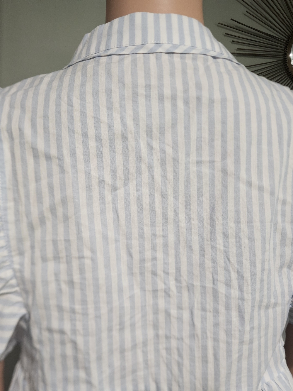 LaRoque Original Blue & White Stripe Ruffle Sleeve Babydoll Top – Size Medium - Picture 10 of 14